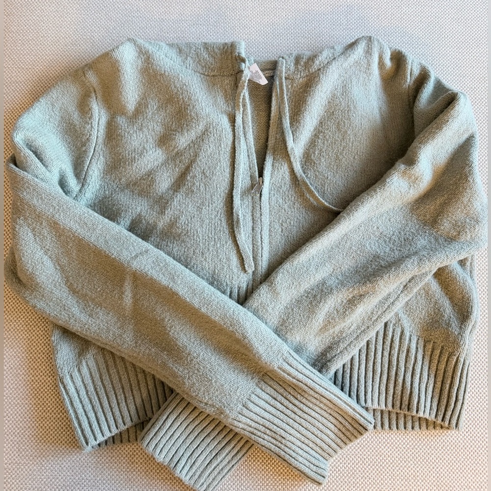 Abound Women’s Cropped Zip-Up Sweater in Green Halo